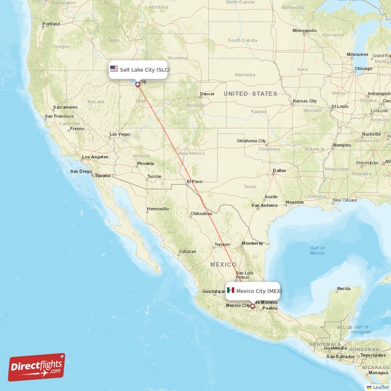 MEX - SLC route map