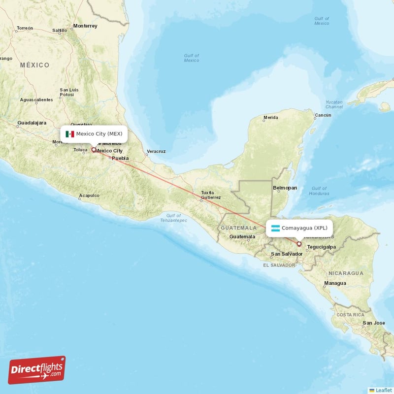 Direct flights from Mexico City to Comayagua MEX to XPL non stop