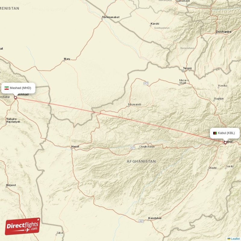 MHD - KBL route map
