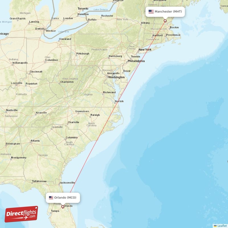 MHT - MCO route map