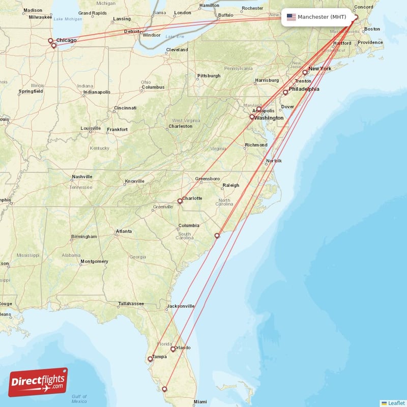 Direct flights from Manchester 16 destinations MHT, USA