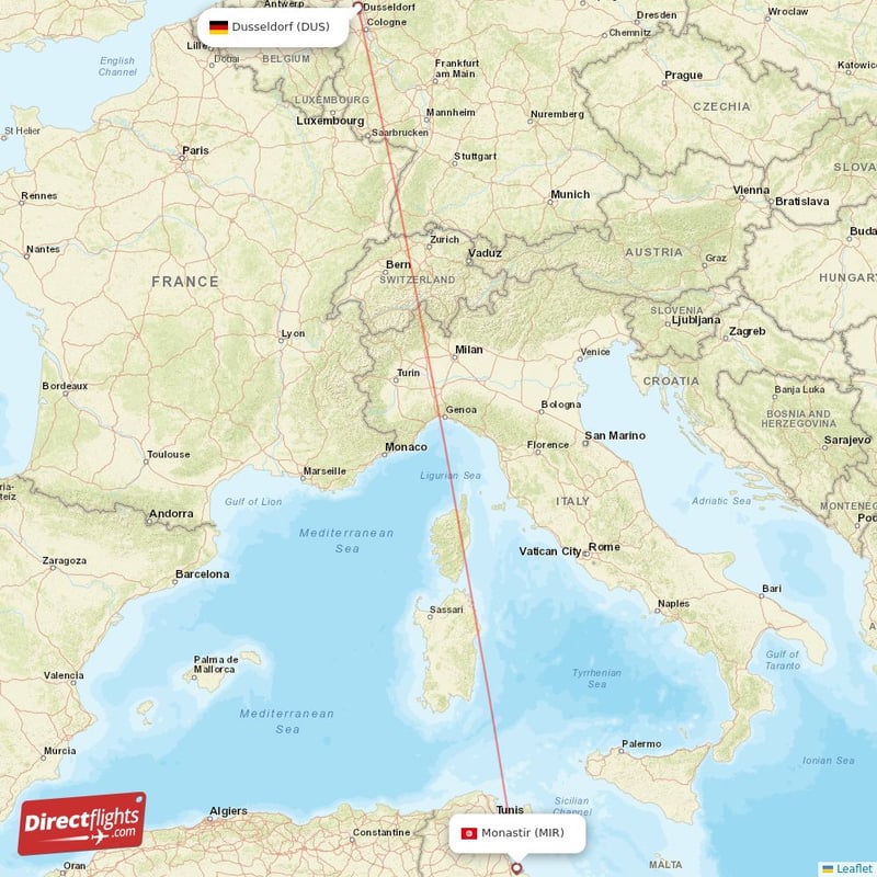 MIR - DUS route map