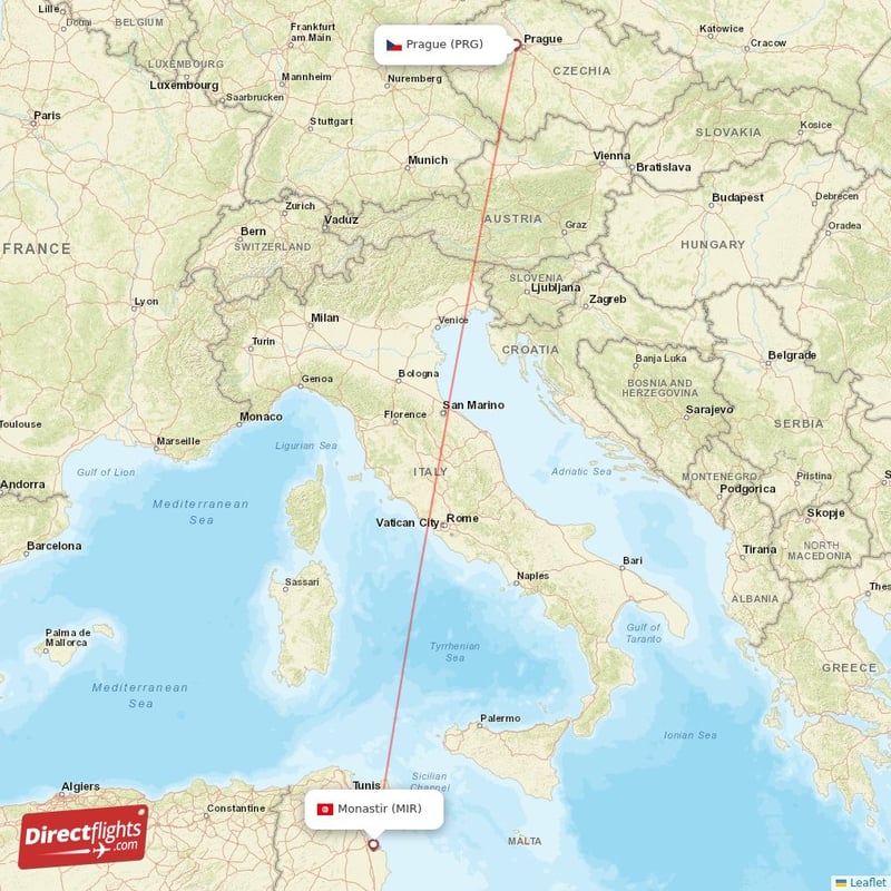 MIR - PRG route map