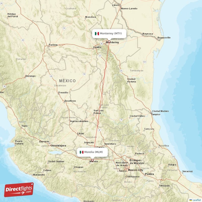 MLM - MTY route map