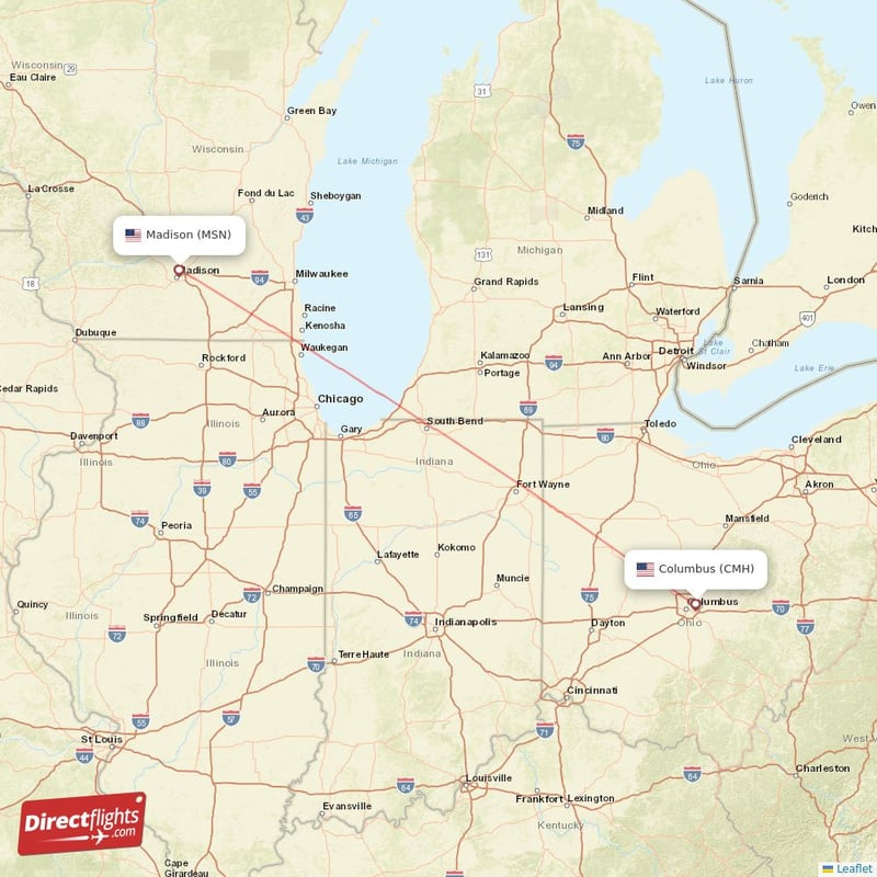 MSN - CMH route map