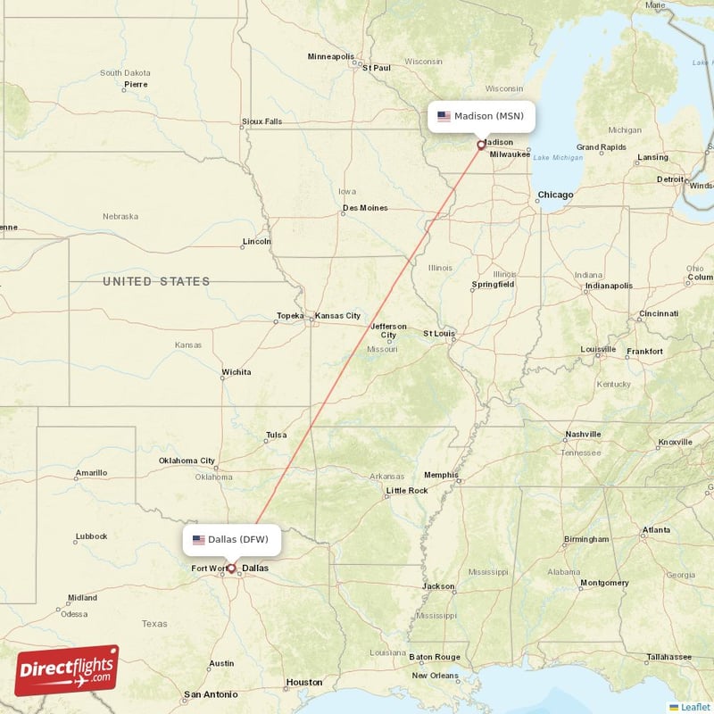 Direct flights from Madison to Dallas MSN to DFW non stop