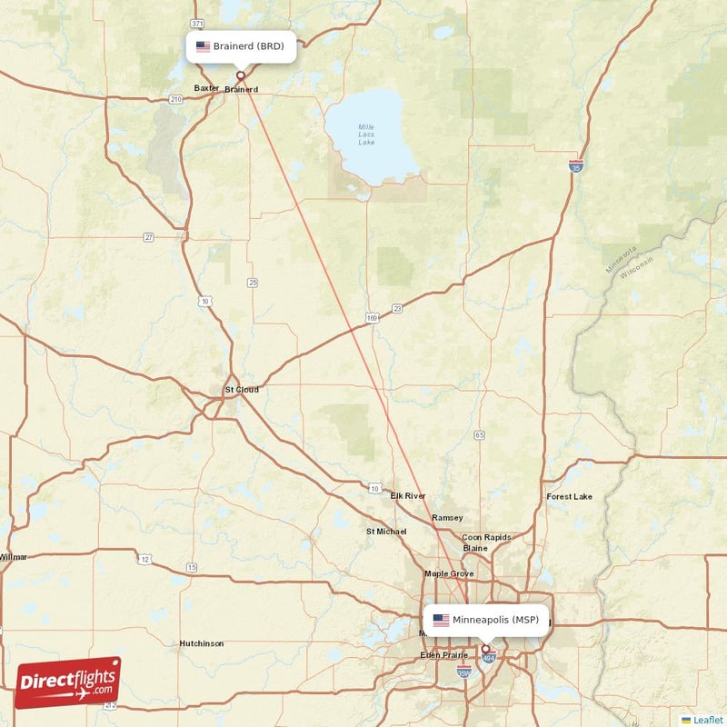 MSP - BRD route map