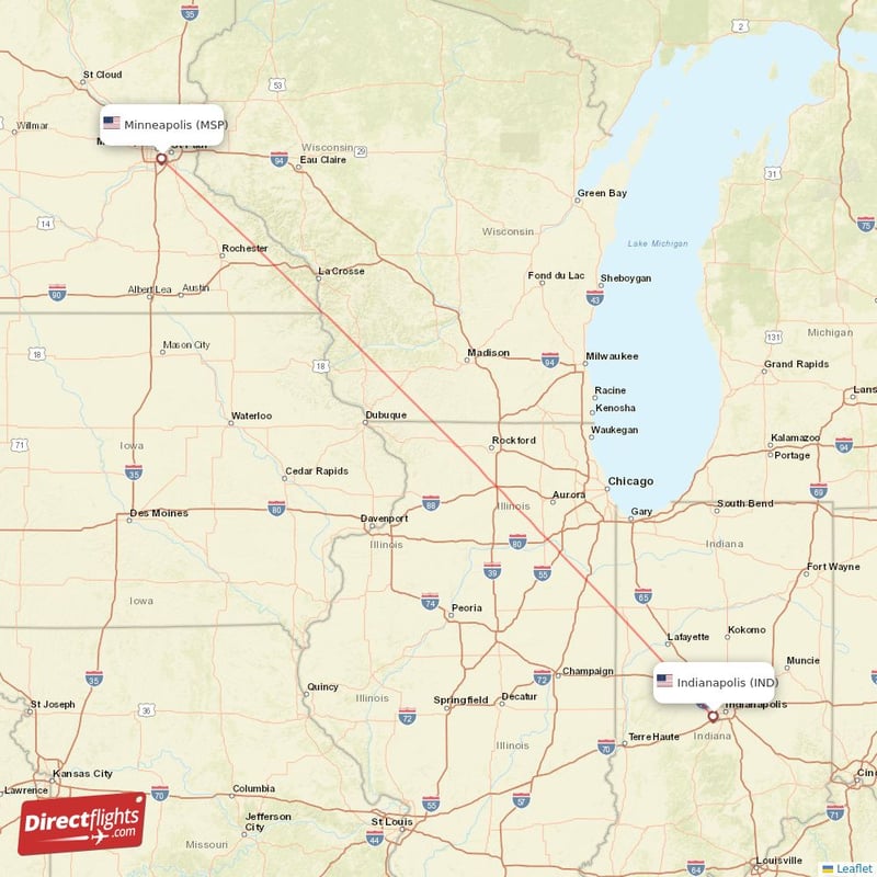 MSP - IND route map