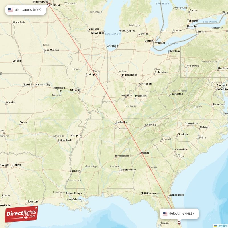 MSP - MLB route map