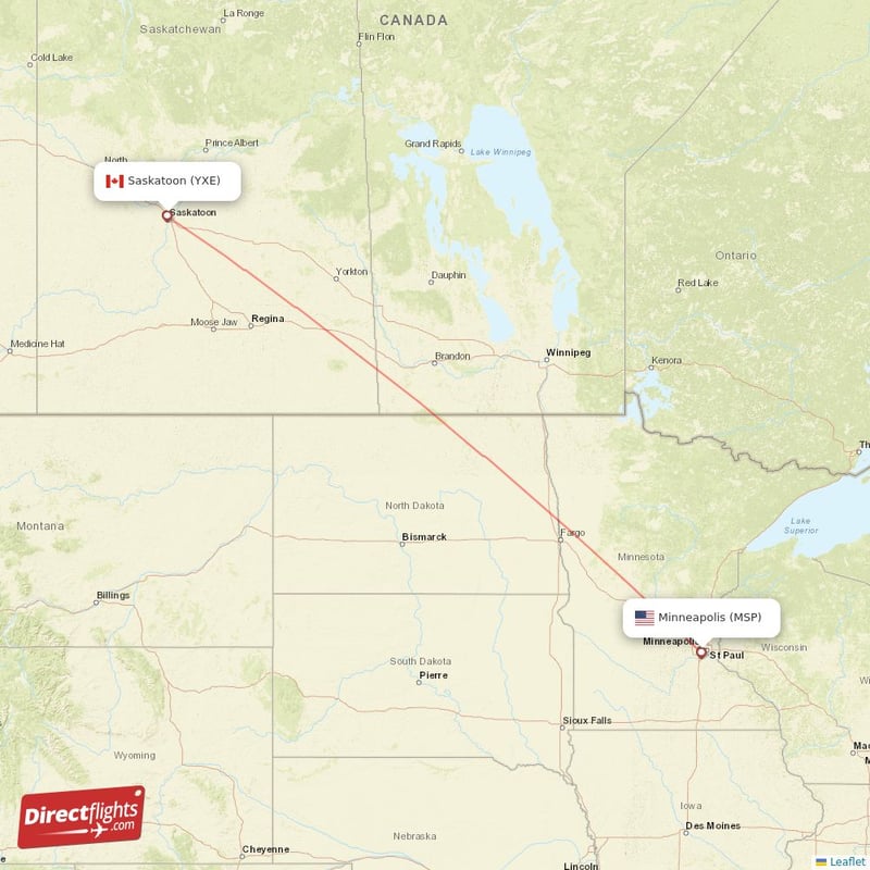 MSP - YXE route map