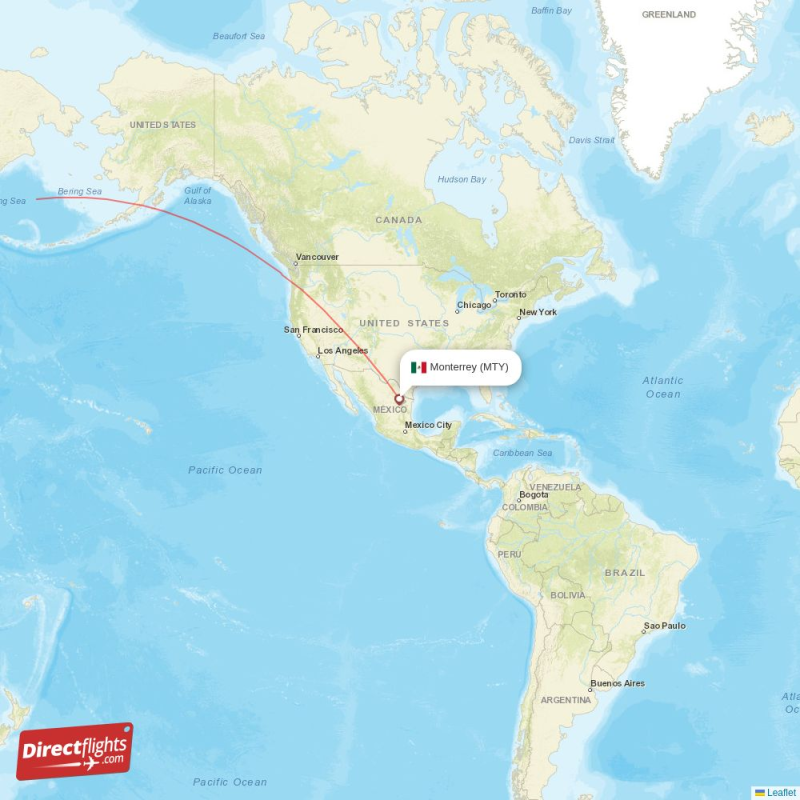 MTY - ICN route map