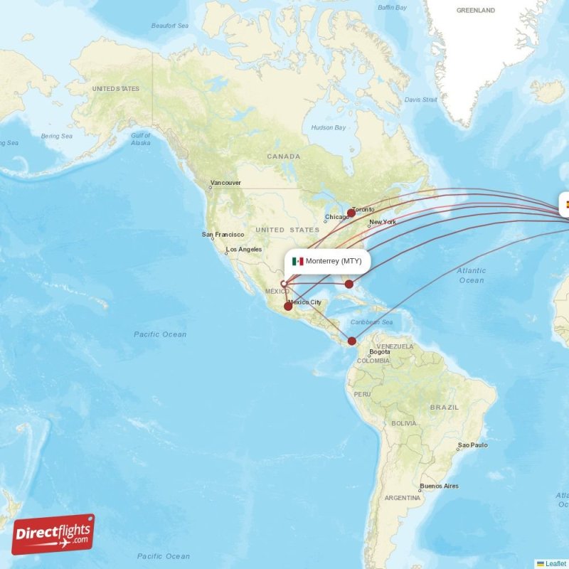 MTY - MAD route map