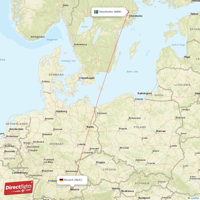 MUC - ARN route map