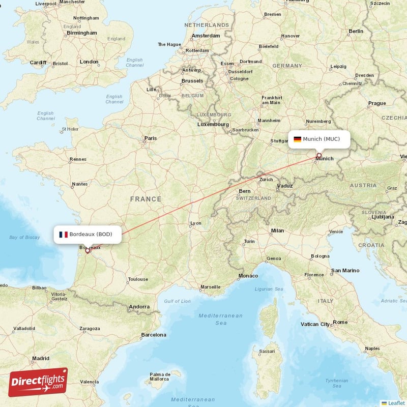MUC - BOD route map