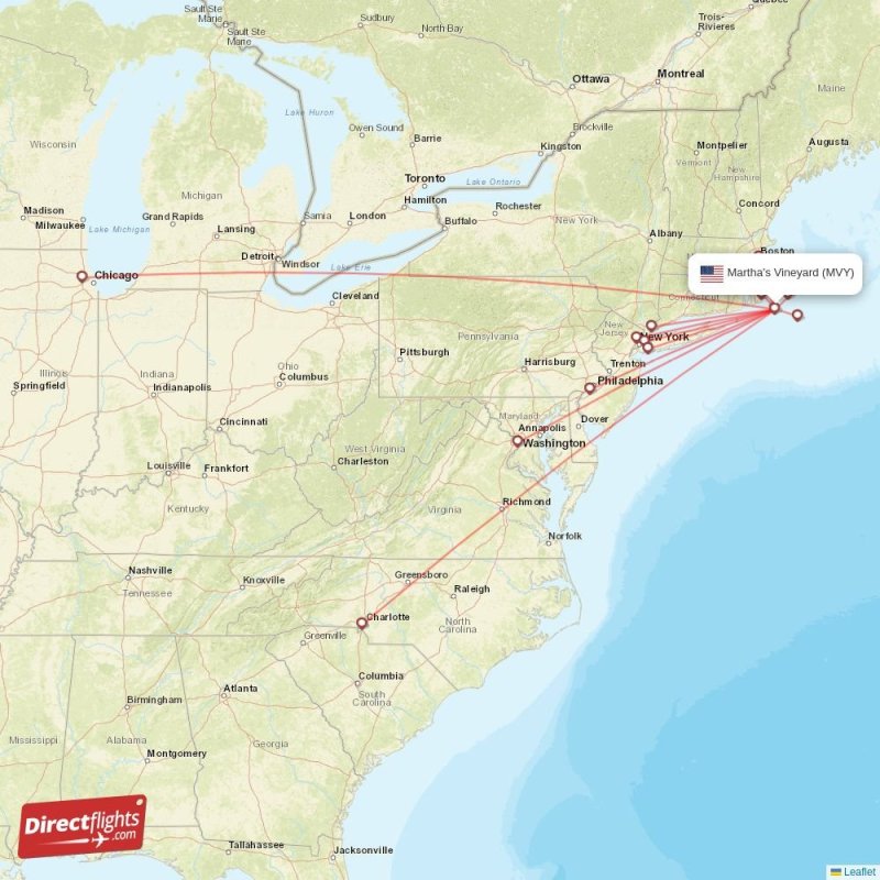 Direct flights to Martha's Vineyard MVY, USA