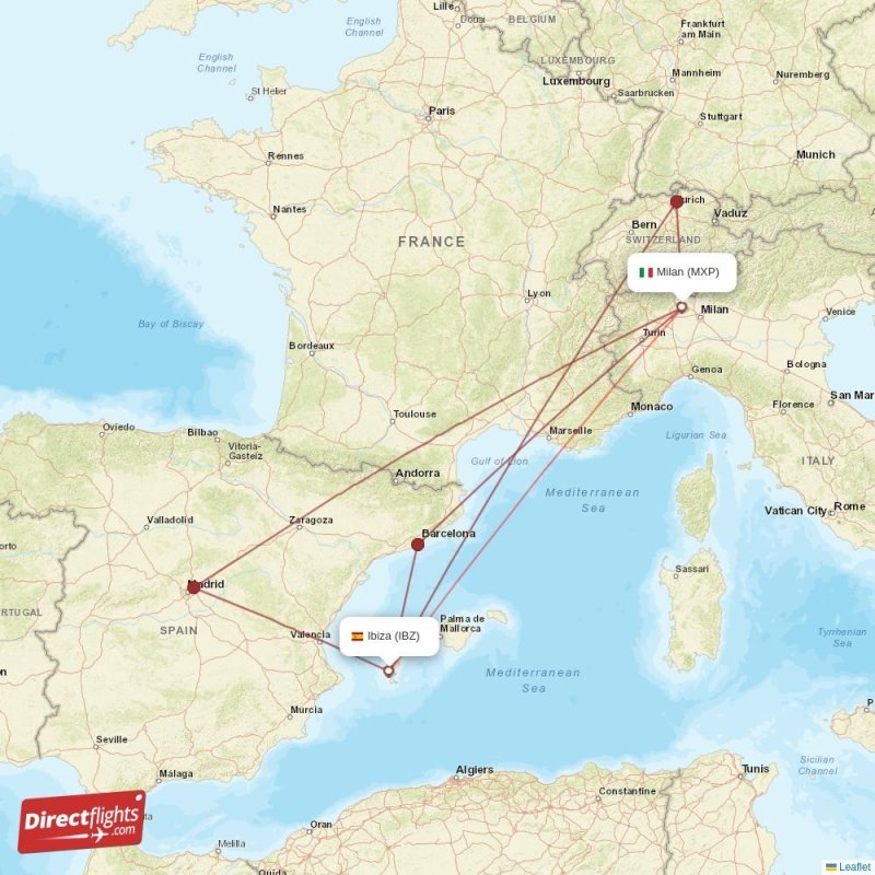 MXP - IBZ route map