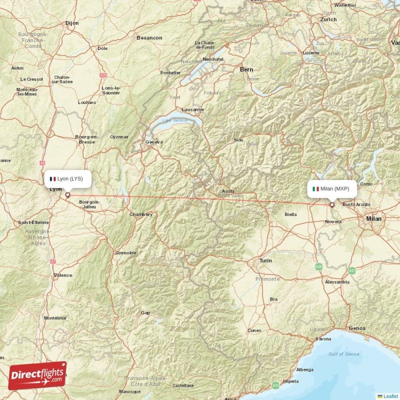 Direct flights from Milan to Lyon (MXP-LYS) - Directflights.com