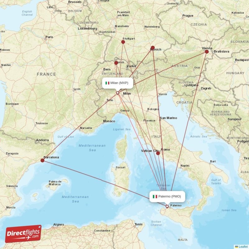 Direct flights from Milan to Palermo, MXP to PMO non-stop ...