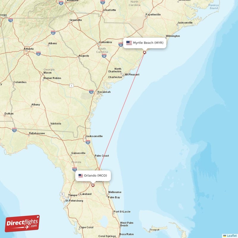 Direct flights from Myrtle Beach to Orlando MYR to MCO non stop