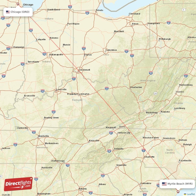 MYR - ORD route map