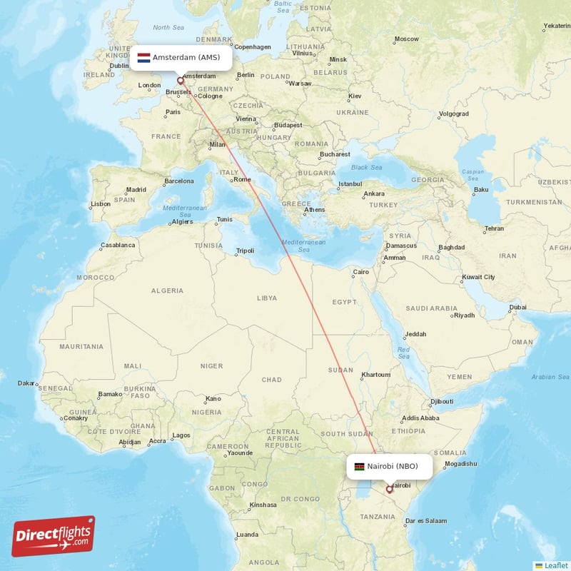 NBO - AMS route map