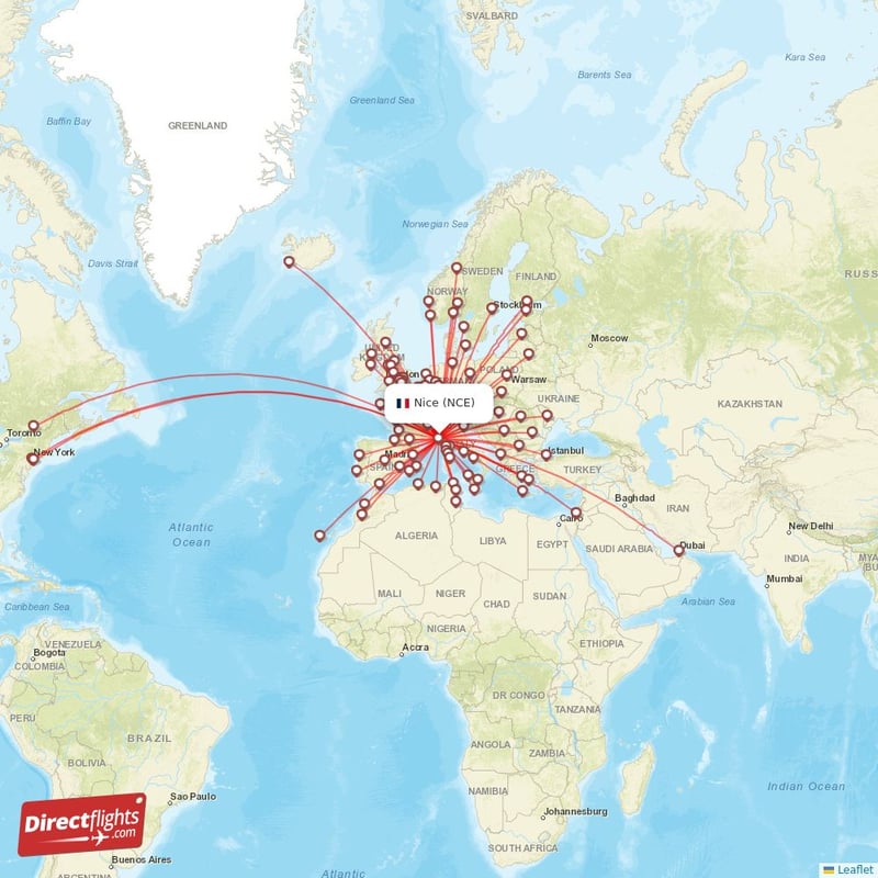 Direct flights from Nice - 111 destinations - NCE, France ...