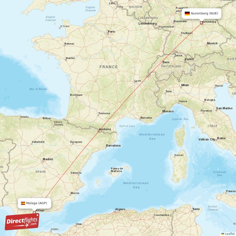 NUE - AGP route map