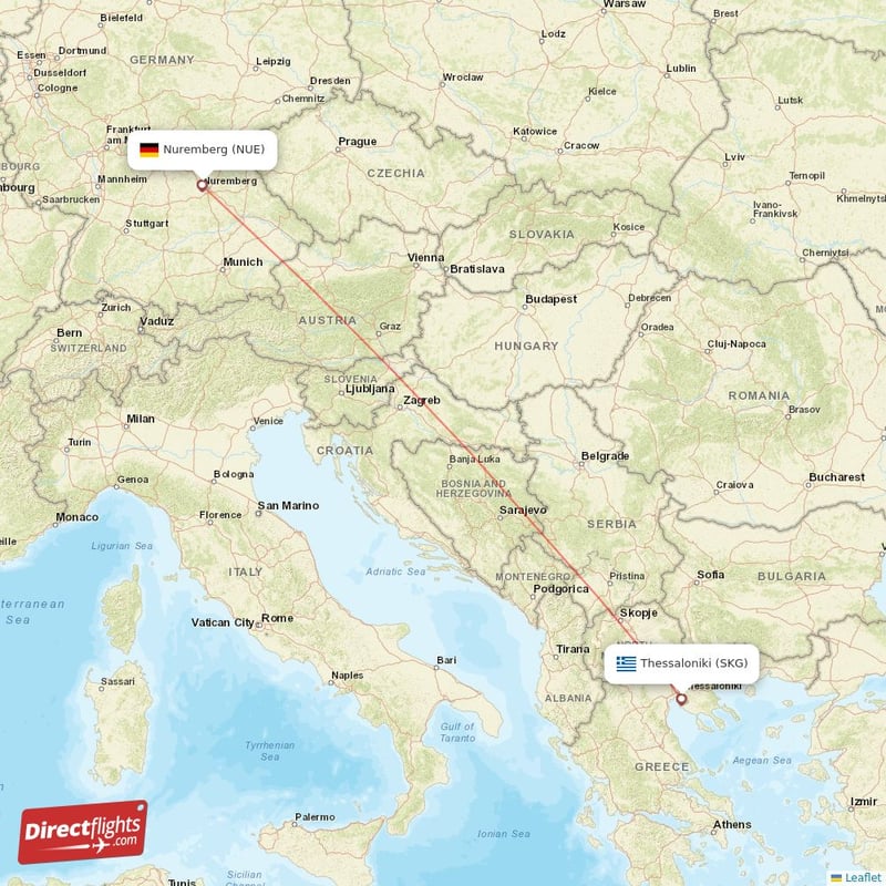 NUE - SKG route map