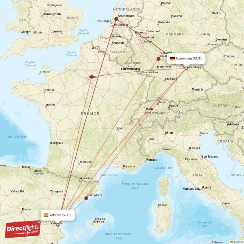 NUE - VLC route map