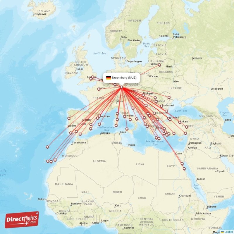 Direct flights to Nuremberg NUE, Germany