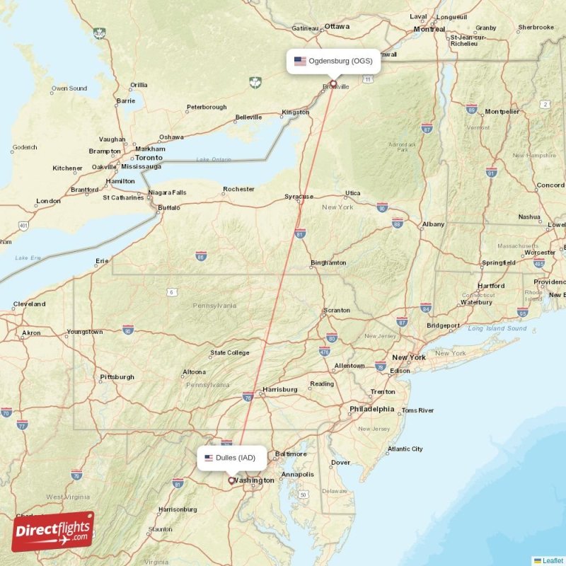 Direct Flights From Ogdensburg 3 OGS USA OGS 