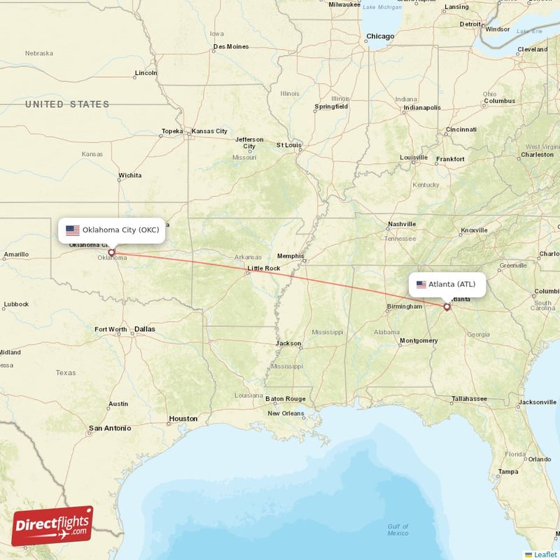 OKC - ATL route map