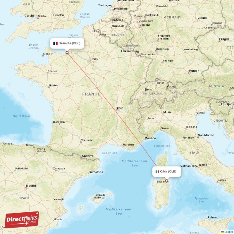Direct flights from Olbia to Deauville (OLB-DOL) - Directflights.com