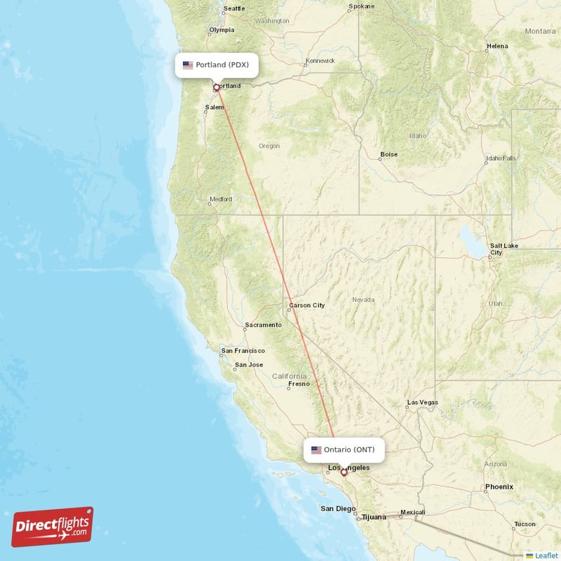 ONT - PDX route map