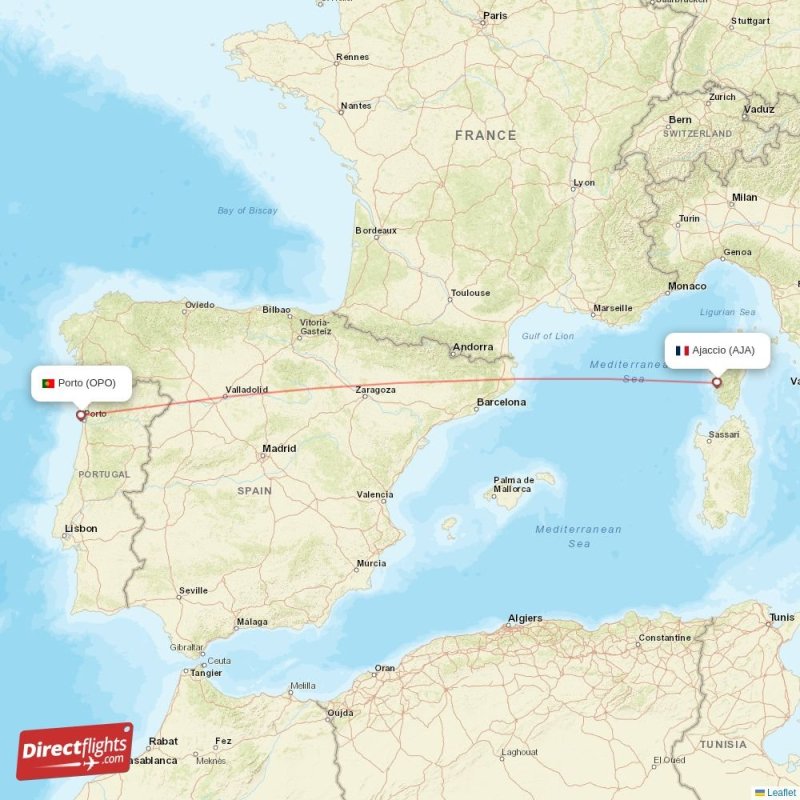 OPO - AJA route map