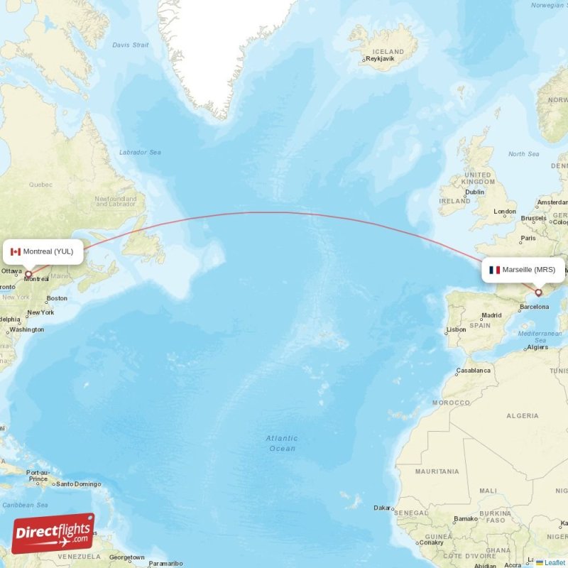 OPO - YUL route map