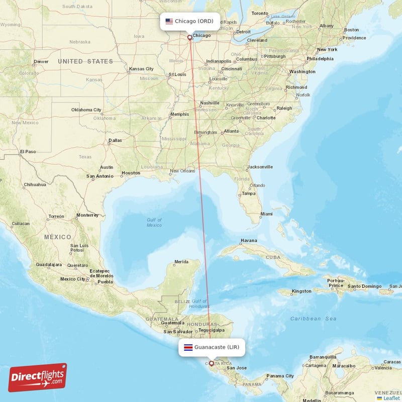 Direct flights from Chicago to Guanacaste ORD to LIR non stop