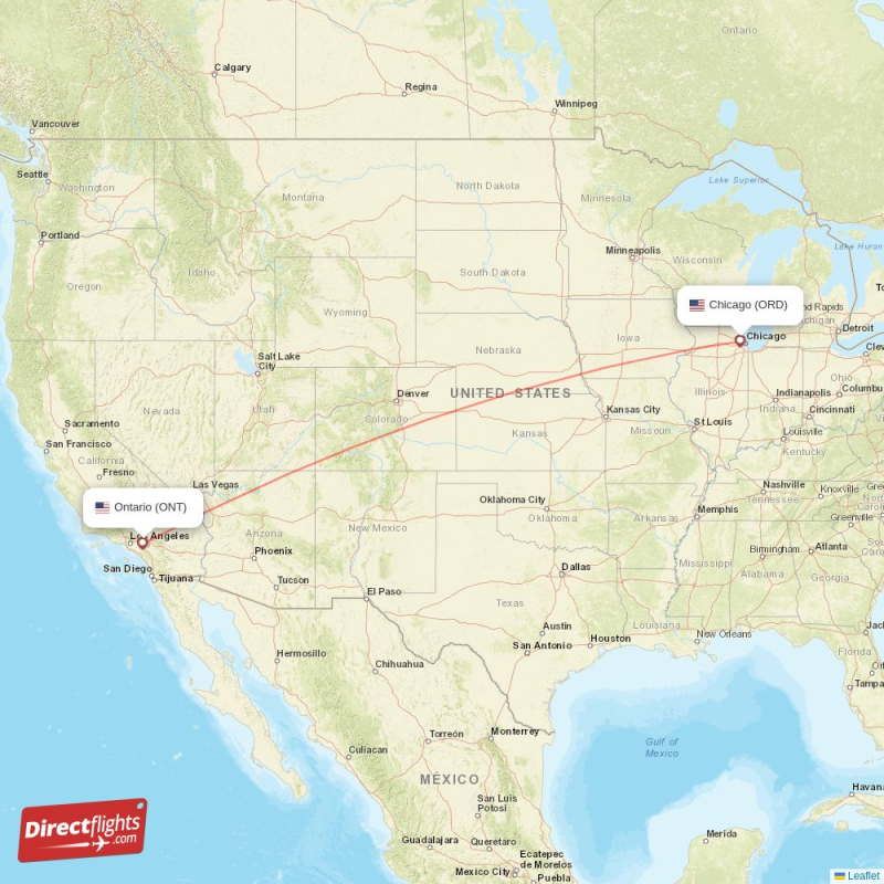 ORD - ONT route map