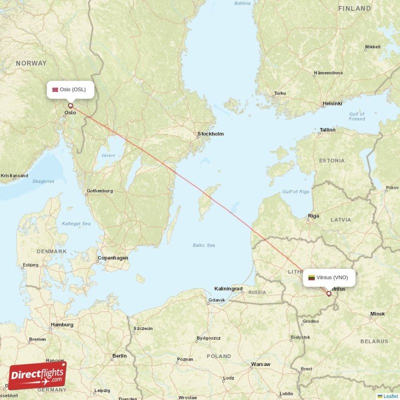 OSL - VNO route map