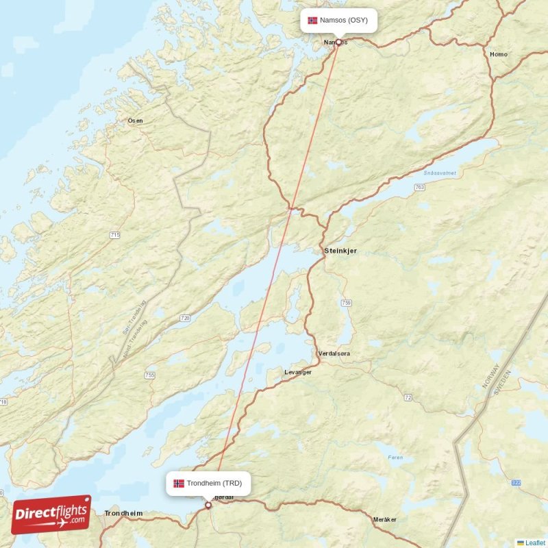Direct flights from Namsos to Trondheim, OSY to TRD non-stop ...