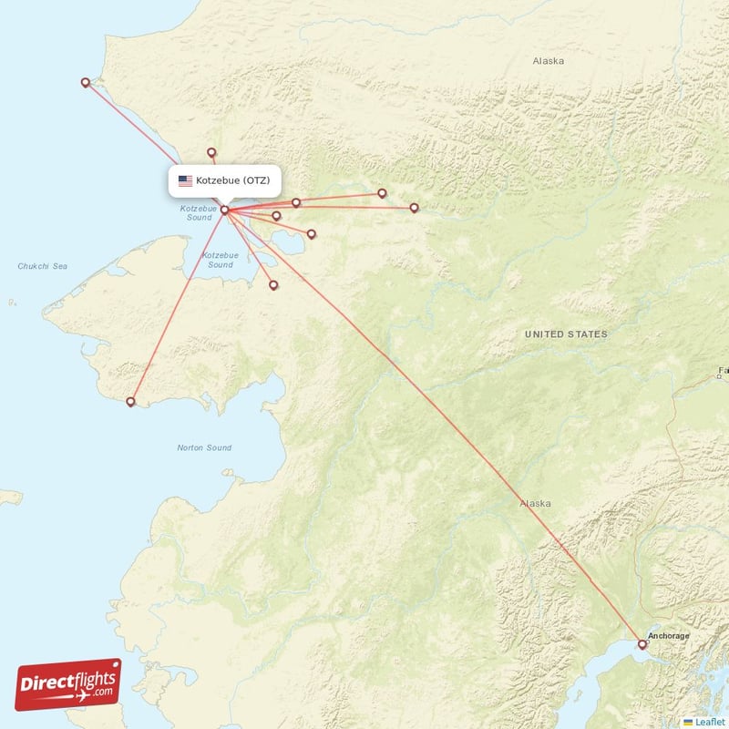 Direct flights from Kotzebue 12 destinations OTZ, USA
