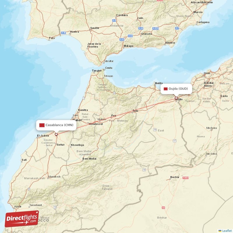 Direct flights from Oujda to Casablanca OUD to CMN non stop