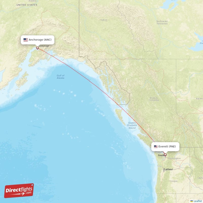 Direct Flights From Everett To Anchorage Pae To Anc Non Stop 1462