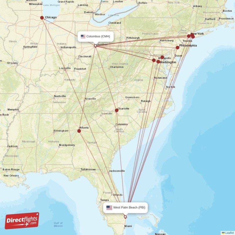 PBI - CMH route map
