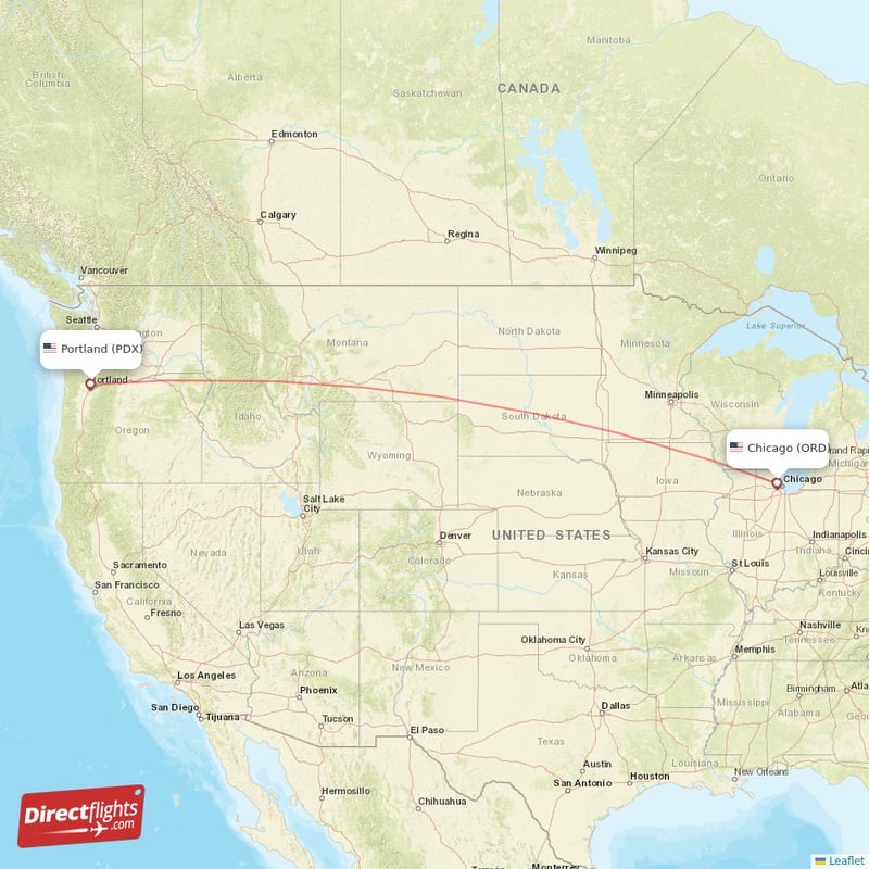 PDX - ORD route map