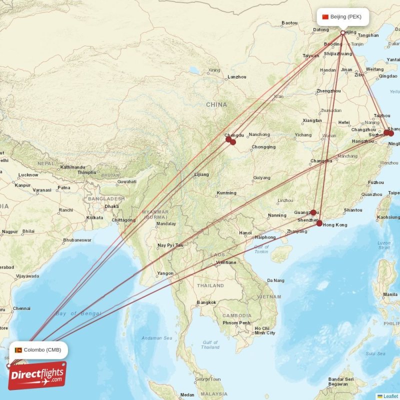 PEK - CMB route map