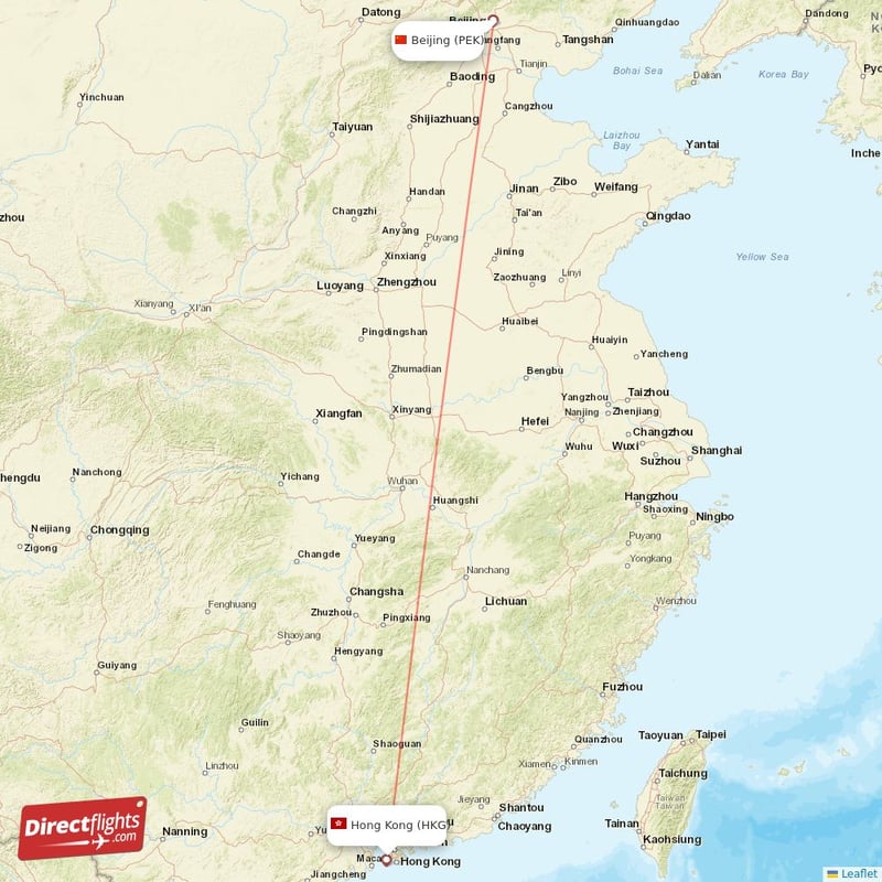 PEK - HKG route map