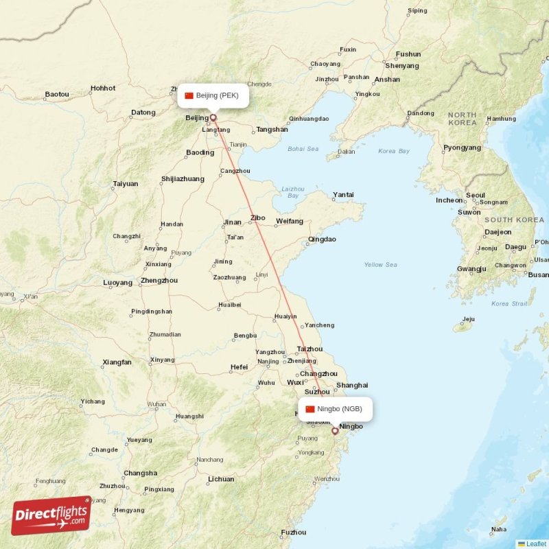 PEK - NGB route map