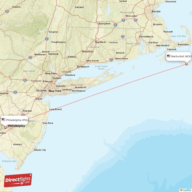 PHL - ACK route map