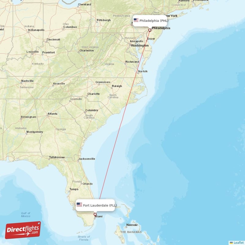 PHL - FLL route map